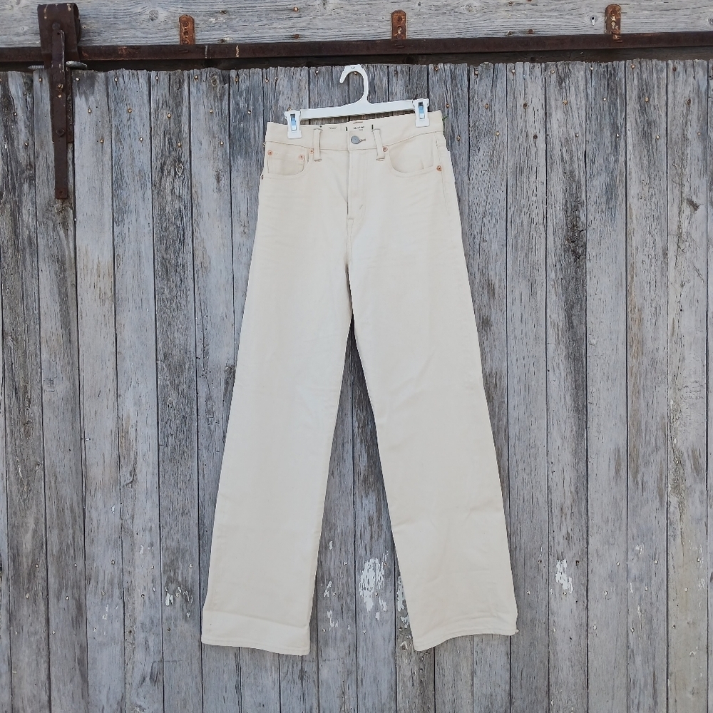 AE77  Stovepipe Selvedged‎ Straight Leg Jeans White Womens Sz 4 Highwaisted